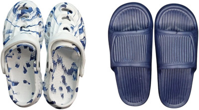 BLIBBERS Men Slides(Navy, White , 8)