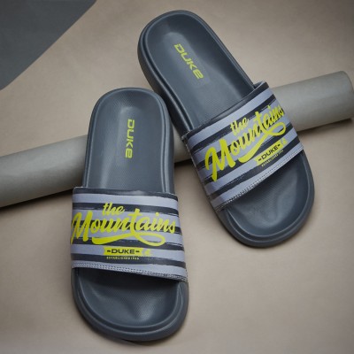 DUKE Men Slides(Grey , 9)