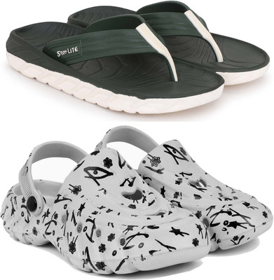 Kapani Fashion Men Slippers(Green, Grey , 7)