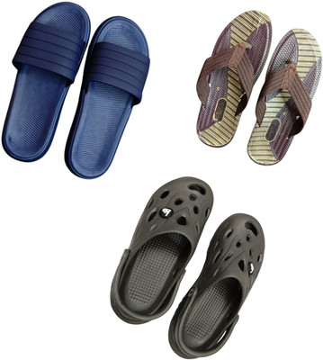 BLIBBERS Men Slippers(Blue, Brown, Grey , 9)