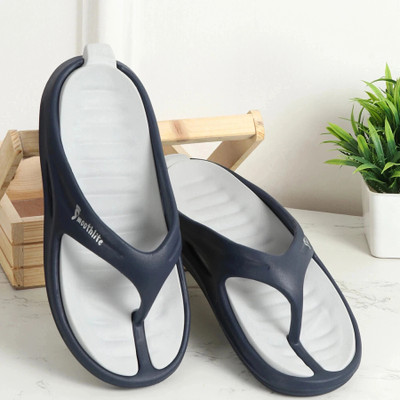 Smoothlite Men Flip Flops(Blue, Grey , 8)