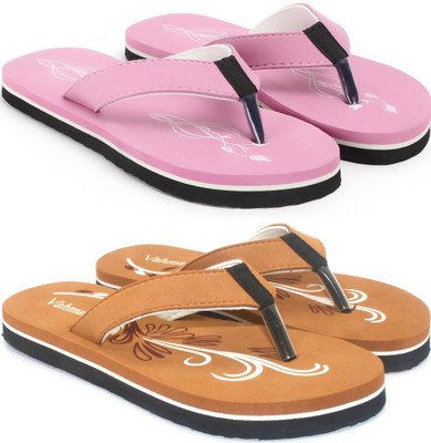 VAHMAH Women Slippers(Pink, Tan , 7)