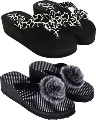 BOOMBEAUTY Women Slippers(Black , 4)
