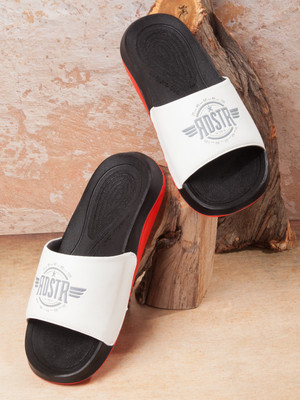 Roadster Men Flip Flops(White, Black , 9)