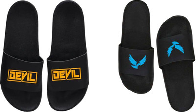 nvisan Men Slides(Blue, Orange, Black , 8)