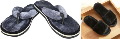rexizone Women Flip Flops(Grey, Black , 4)