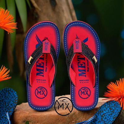 metax Men Flip Flops(Red , 8)