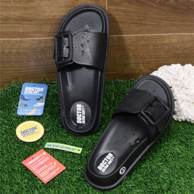 DOCTOR EXTRA SOFT Women Classic Cushion Sliders/Slippers with Adjustable Buckle Strap for Adult D-526 Slides(Black , 3)