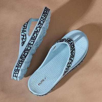 FLITE Women Flip Flops(Blue , 6)