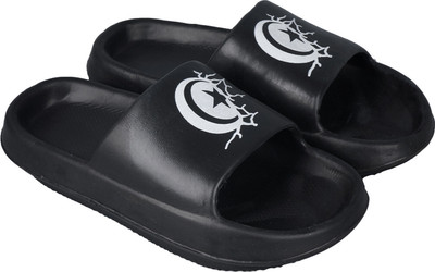 Shoe Island Men Slides(Black , 9)