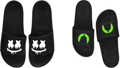 nvisan Men Slides(Green, White , 10)