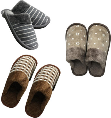 Mahi Enterprises Men Flip Flops(Grey, Beige, Brown , 10)