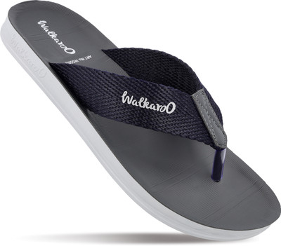 WALKAROO Men Slippers(Grey, Blue , 8)