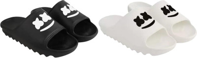 Sirex Men Slides(Black, Off White , 7)