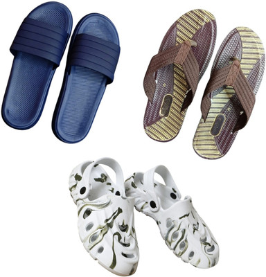 BLIBBERS Men Slippers(Blue, Brown, White , 9)