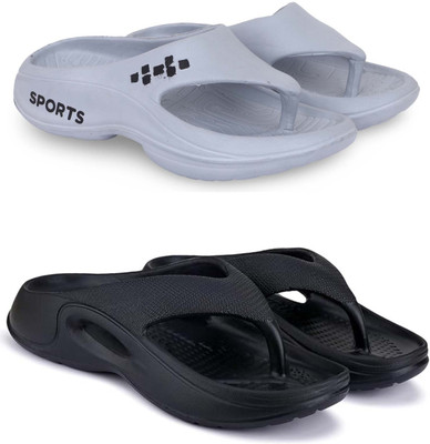 Pampy Angel Men Slippers(Grey, Black , 9)