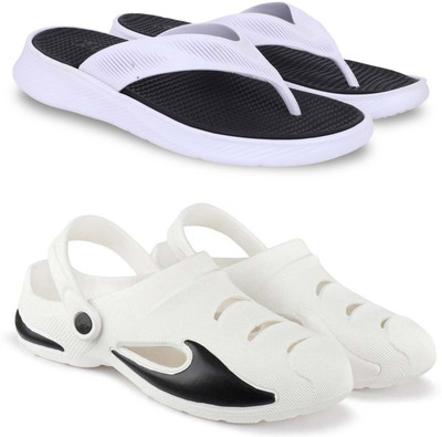 Kapani Fashion Men Slippers(Black, White , 7)