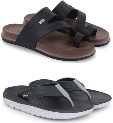 KAPYANSH Men Slippers(Black, Black, Brown , 7)