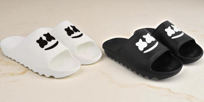 Shoepro Men Slides(Black, Off White , 6)