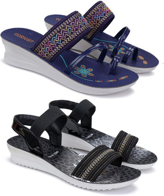 BERSACHE Women Flip Flops(Black , 5)