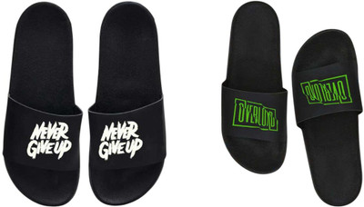 nvisan Men Slides(White, Green , 7)