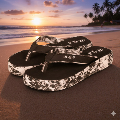 Vamika Women Flip Flops(Black , 4)