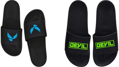 nvisan Men Slides(Blue, Green, Black , 9)