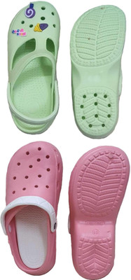 ESA Women Slippers(Green, Pink , 5)