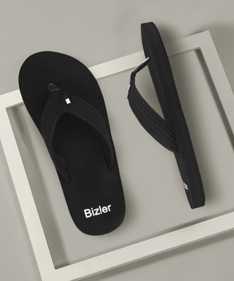BIZLER Men Ortho Comfort Slippers | Anti-Slip, Lightweight & Durable Flip Flops(Black , 6)