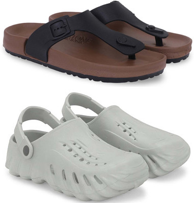 KAPYANSH Men Slippers(Brown, Grey , 9)