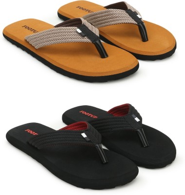 Footup Men 2 Pairs|EVA|Ultralightweight|Premium|All Seasons|Trendy|Slippers for Men Flip Flops(Multicolor 9)