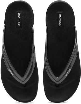 shoptegic Women Flip Flops(Black , 9)