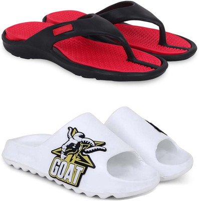 KAPYANSH Men Slippers(Red, White , 8)