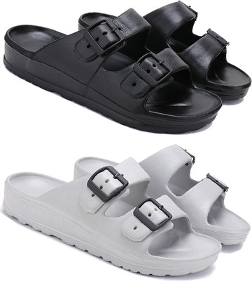 ORICUM Men Slides(Black, Grey , 7)