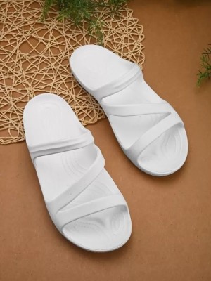 Fabbmate Women Slippers(White , 9)