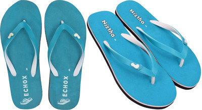 NISTHA Women Flip Flops(Blue, Blue , 8)