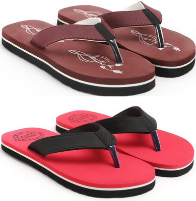 VAHMAH Women Slippers(Maroon, Red , 5)