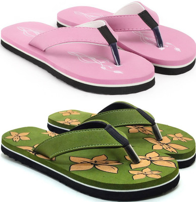 VAHMAH Women Slippers(Pink, Green , 7)