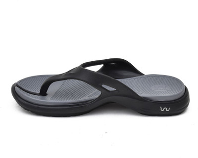 Doubleu Men Flip Flops(Black, Grey , 9)