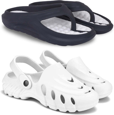 KAPYANSH Men Slippers(Black, White , 6)