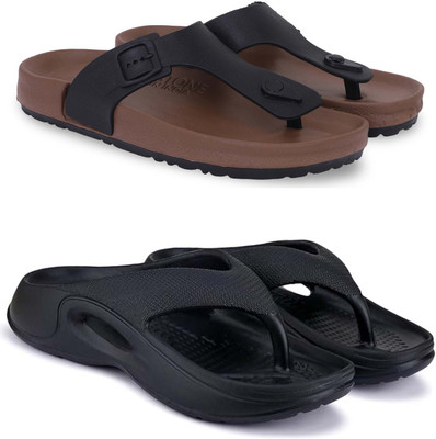 Pampy Angel Men Slippers(Brown, Black , 9)
