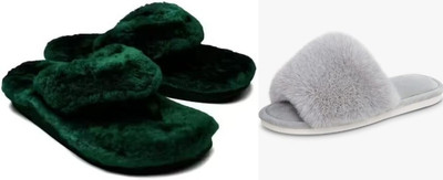 rexizone Women Flip Flops(Green, Grey , 4)