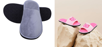 Y key Women Flip Flops(Grey, Pink , 7)