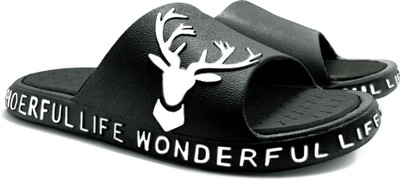 BRUTON Men Slides(Black , 6)