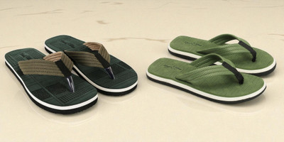 ARVSV Men Slippers(Green, Olive , 10)