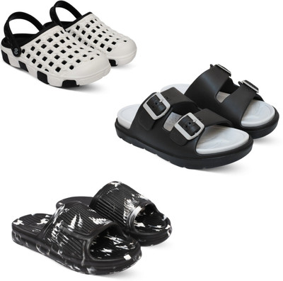 Acorn Men Slides(White, Grey, Black , 7)