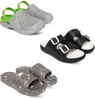 Acorn Men Slides(Green, Black, Grey , 9)