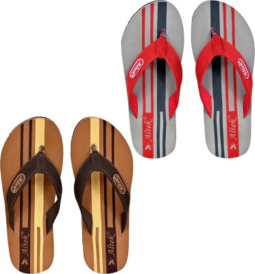 Altek Men Flip Flops(Grey, Tan , 9)