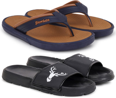 Kapani Fashion Men Men Combo Pack of 2, Lightweight, Flipflop, Slipper, Slides (Brown, Black , 6) Slippers(Brown, Black , 6)