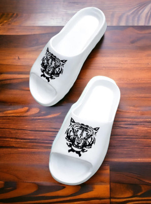 KAPYANSH Men Comfort Trendy Stylish Slip-On Slipper, Flip Flops & Slides For Men Slides(White , 9)